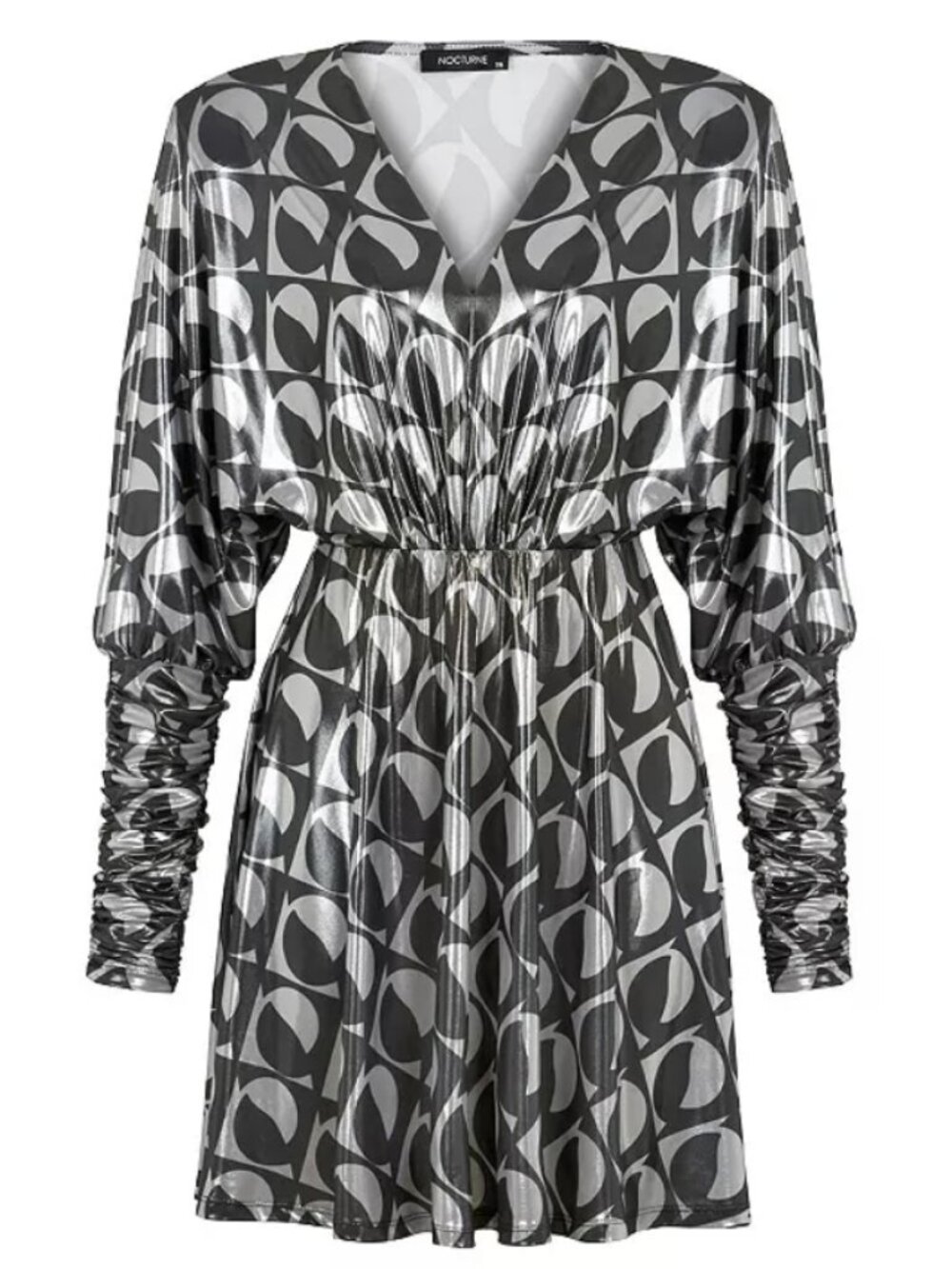 Nocturne Batwing Sleeve Metallic Printed Mini Dress Size 38 Medium NWT